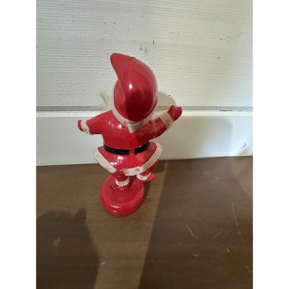 Vintage Plastic 6” Dancing One Legged Santa Christmas Decor Ornament Red - Picture 5 of 8